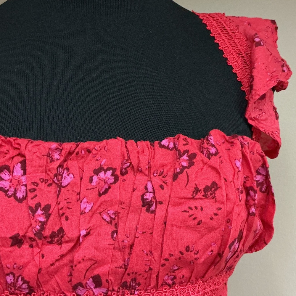 Free People Boho Floral Red Women's 2p  Skirt /matching Top. Festival , cottage - Picture 4 of 15